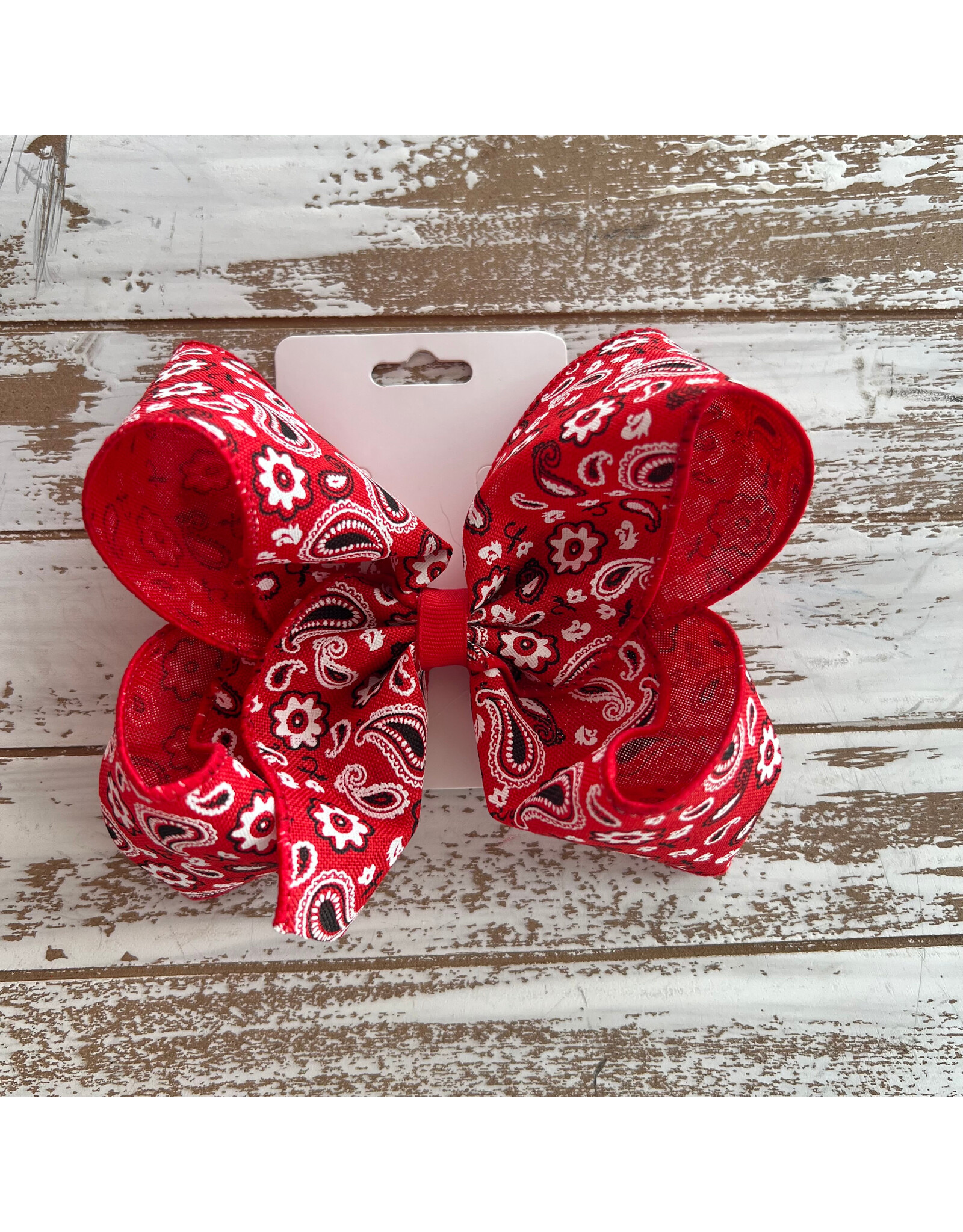 JP- Red Bandana Print Bow: Large