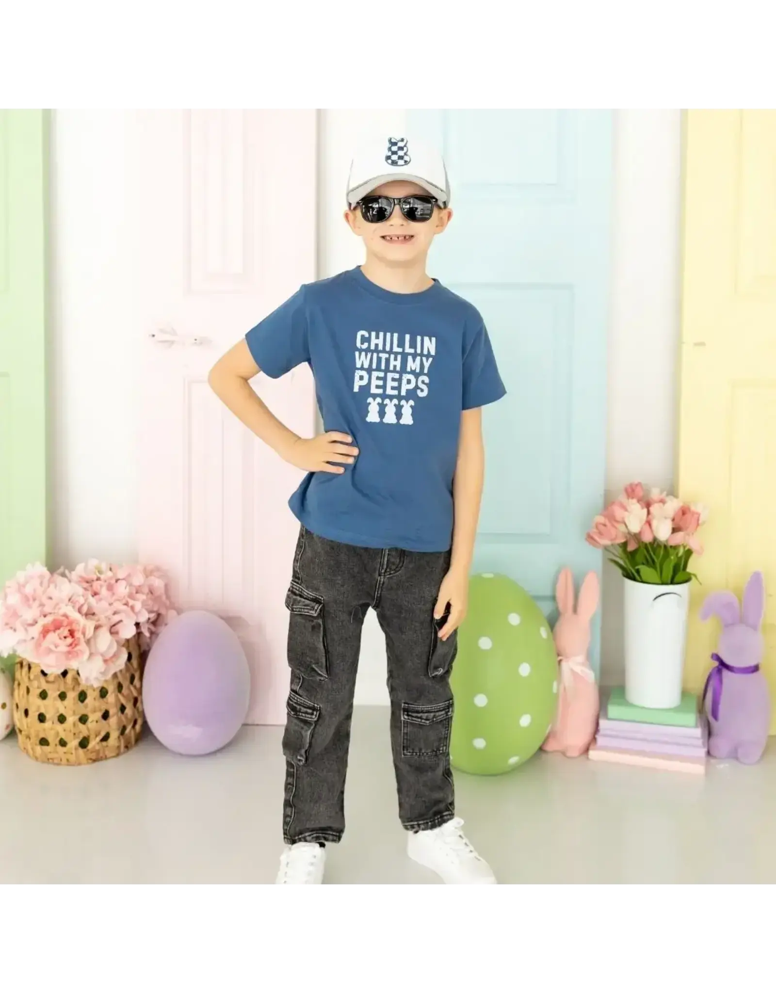 Sweet Wink Sweet Wink- Chillin With My Peeps Easter Indigo S/S TShirt