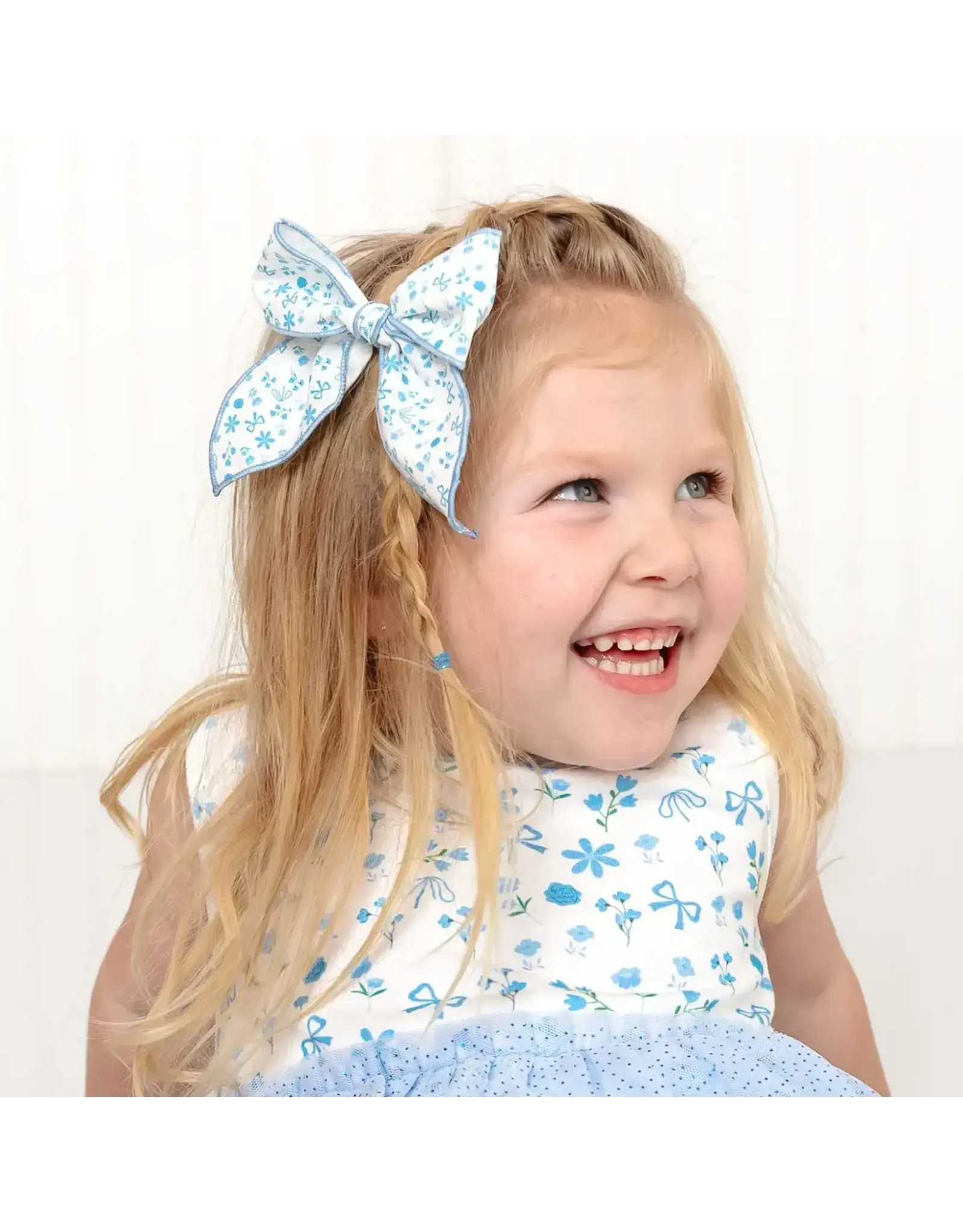 Sweet Wink- Sky Floral Bow Clip