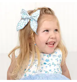 Sweet Wink- Sky Floral Bow Clip