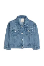 Sweet Wink- Pearl & Gemstone Floral Bow Patch Denim Jacket