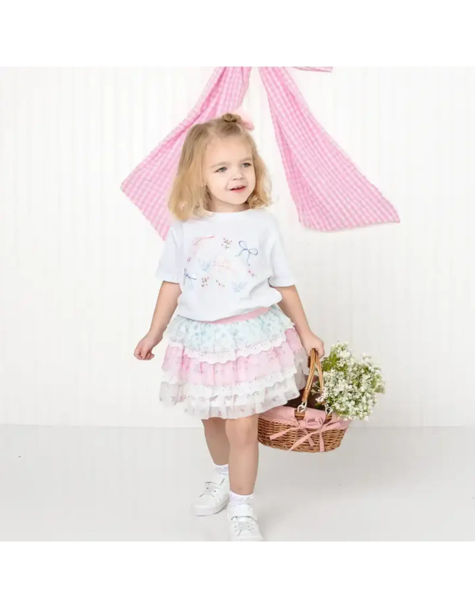 Sweet Wink- Floral & Bow Watercolor S/S Shirt