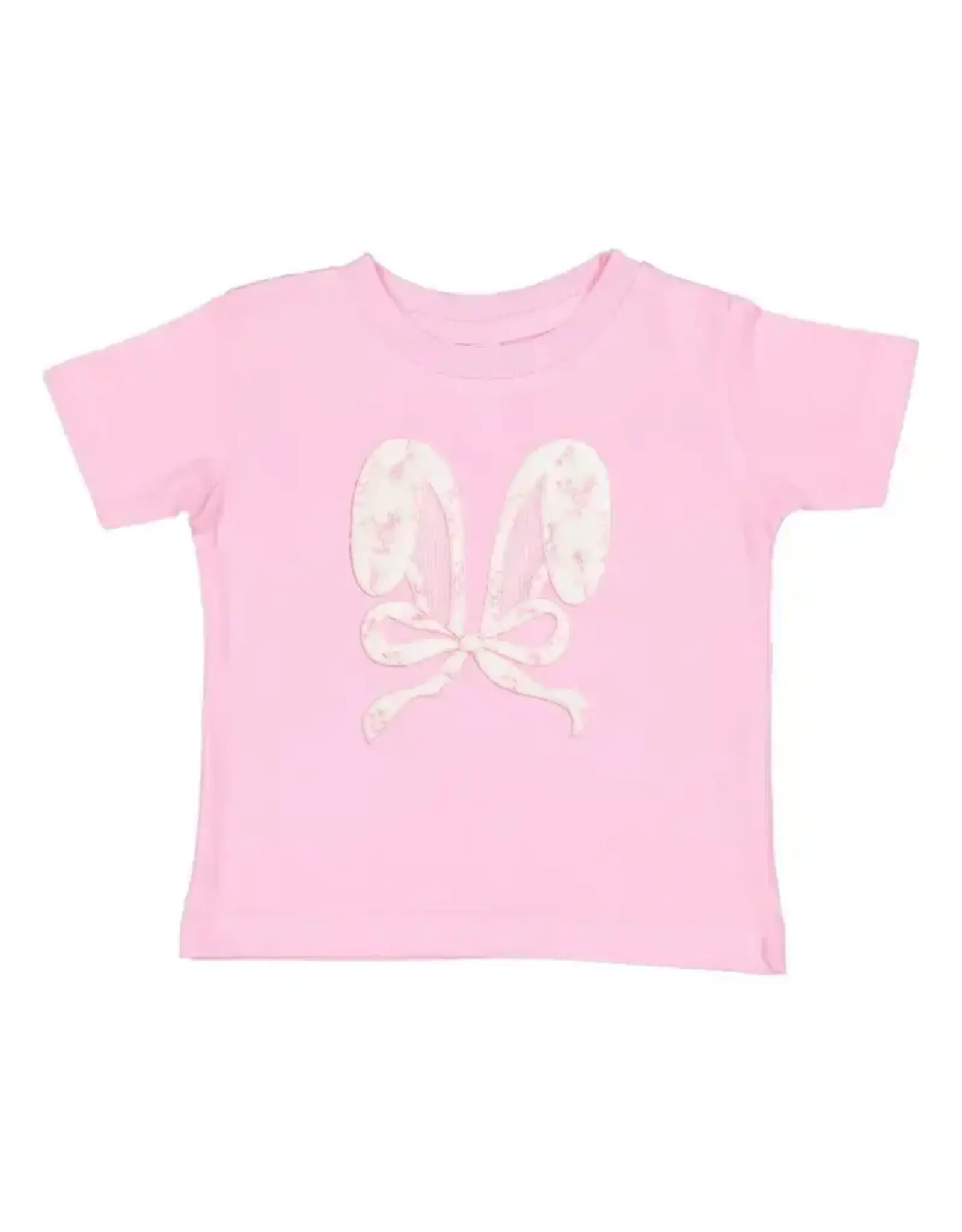 Sweet Wink- Lace Bunny Bow Patch Easter S/S TShirt: Pink