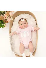 Sweet Wink- Floral Bunny Patch Easter Romper: Ballet