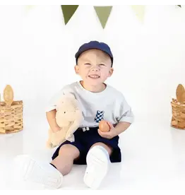 Sweet Wink- Checked Bunny Patch S/S Shirt: Ash