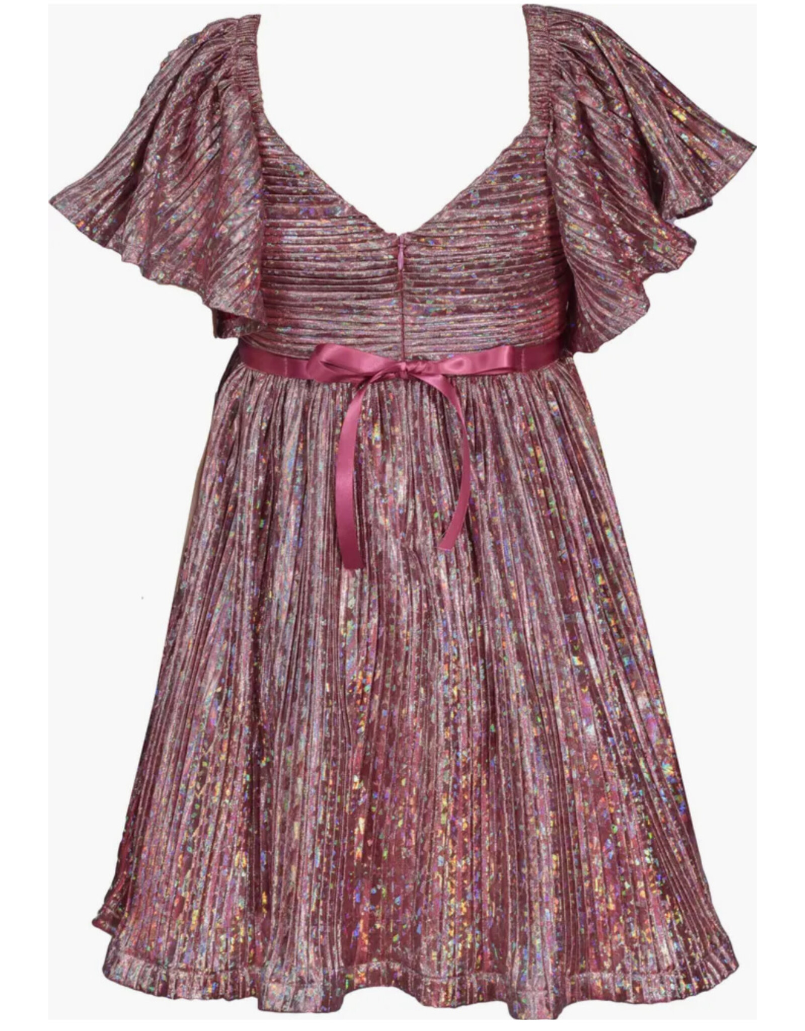 Bonnie  Jean Bonnie Jean-  Metallic Flutter Boudre Dress