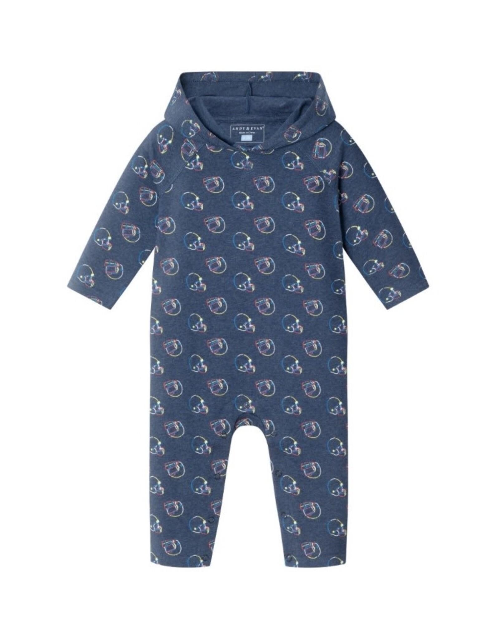 Andy & Evan Andy & Evan- Navy Football Hooded Romper