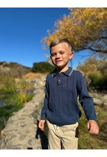 Me & Henry Me & Henry- Jayden: Blue Knitted Polo