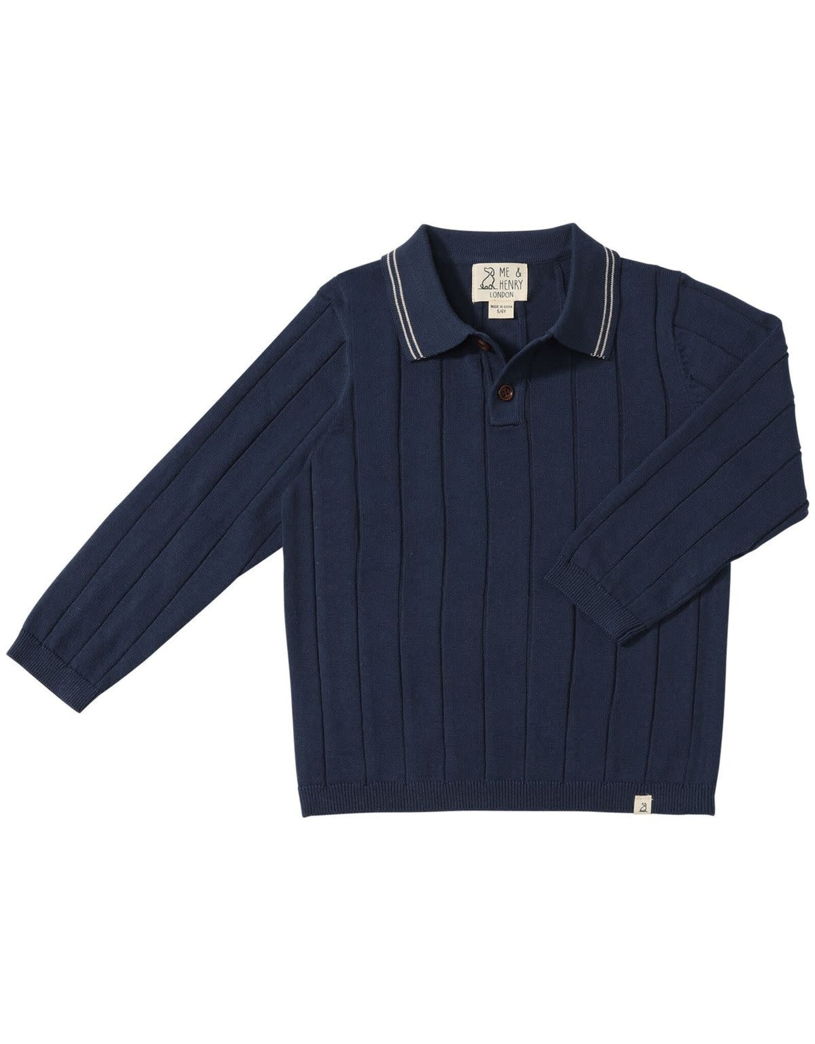 Me & Henry Me & Henry- Jayden: Blue Knitted Polo
