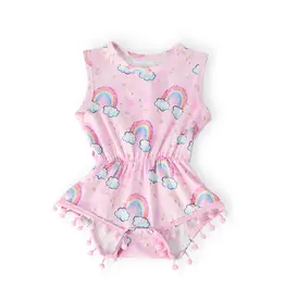 Mila & Rose Mila & Rose- Sparkling Rainbows Pom Pom Romper