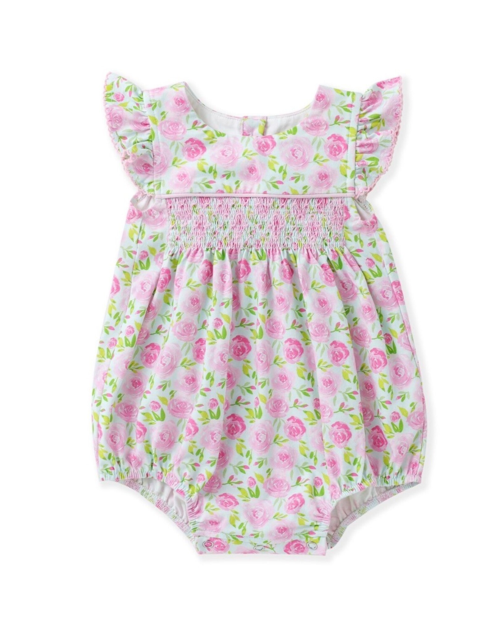 Swoon Baby Swoon Baby- Pink Posies Smocked Bubble