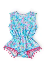 Mila & Rose Mila & Rose- Aqua Garden Pom Pom Romper
