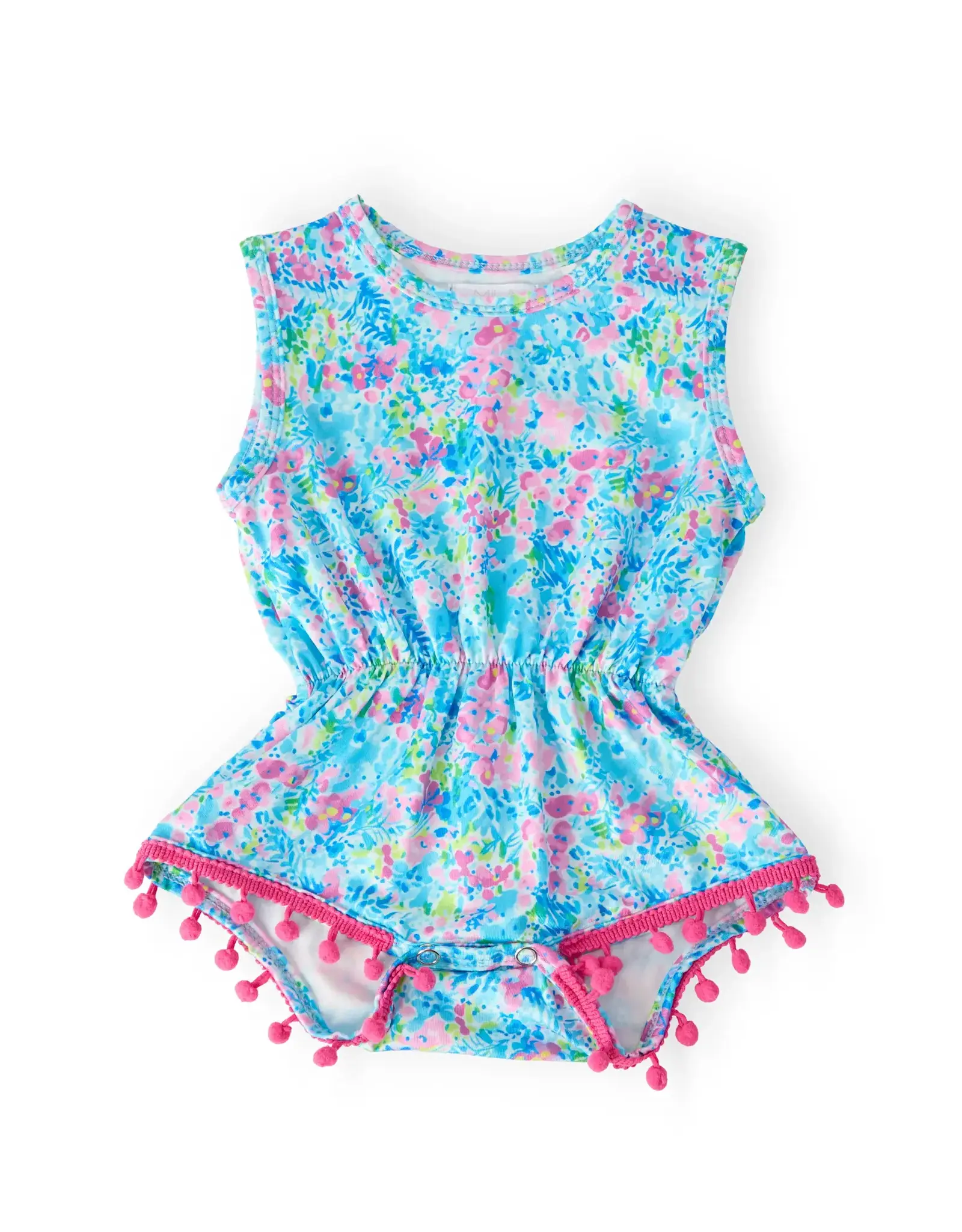 Mila & Rose Mila & Rose- Aqua Garden Pom Pom Romper