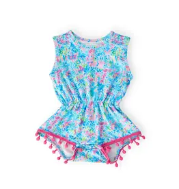 Mila & Rose Mila & Rose- Aqua Garden Pom Pom Romper