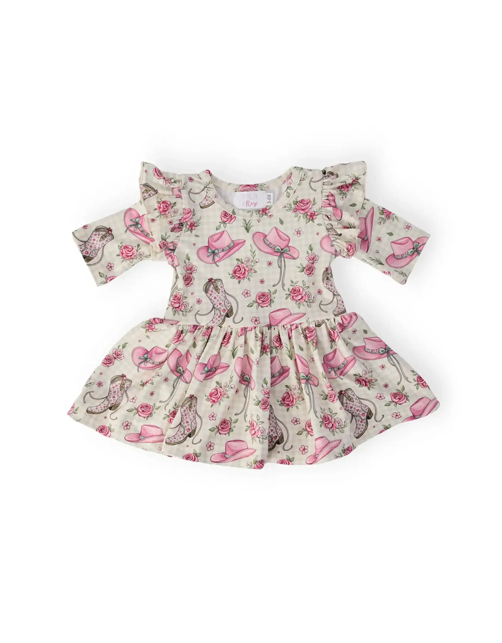 Mila & Rose Mila & Rose-  Cowgirl Cutie 3/4 Sleeve Twirl Flutter Bodysuit