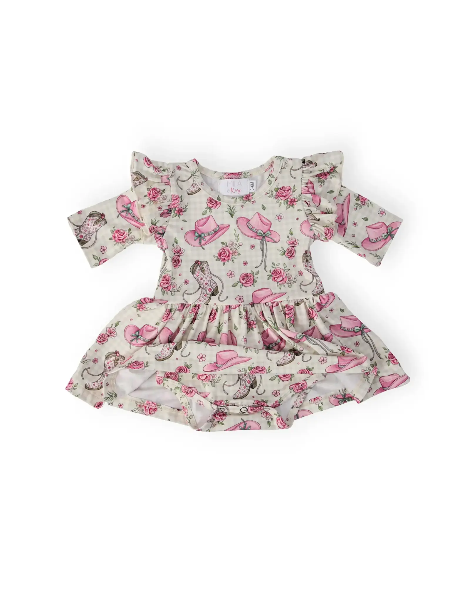 Mila & Rose Mila & Rose-  Cowgirl Cutie 3/4 Sleeve Twirl Flutter Bodysuit