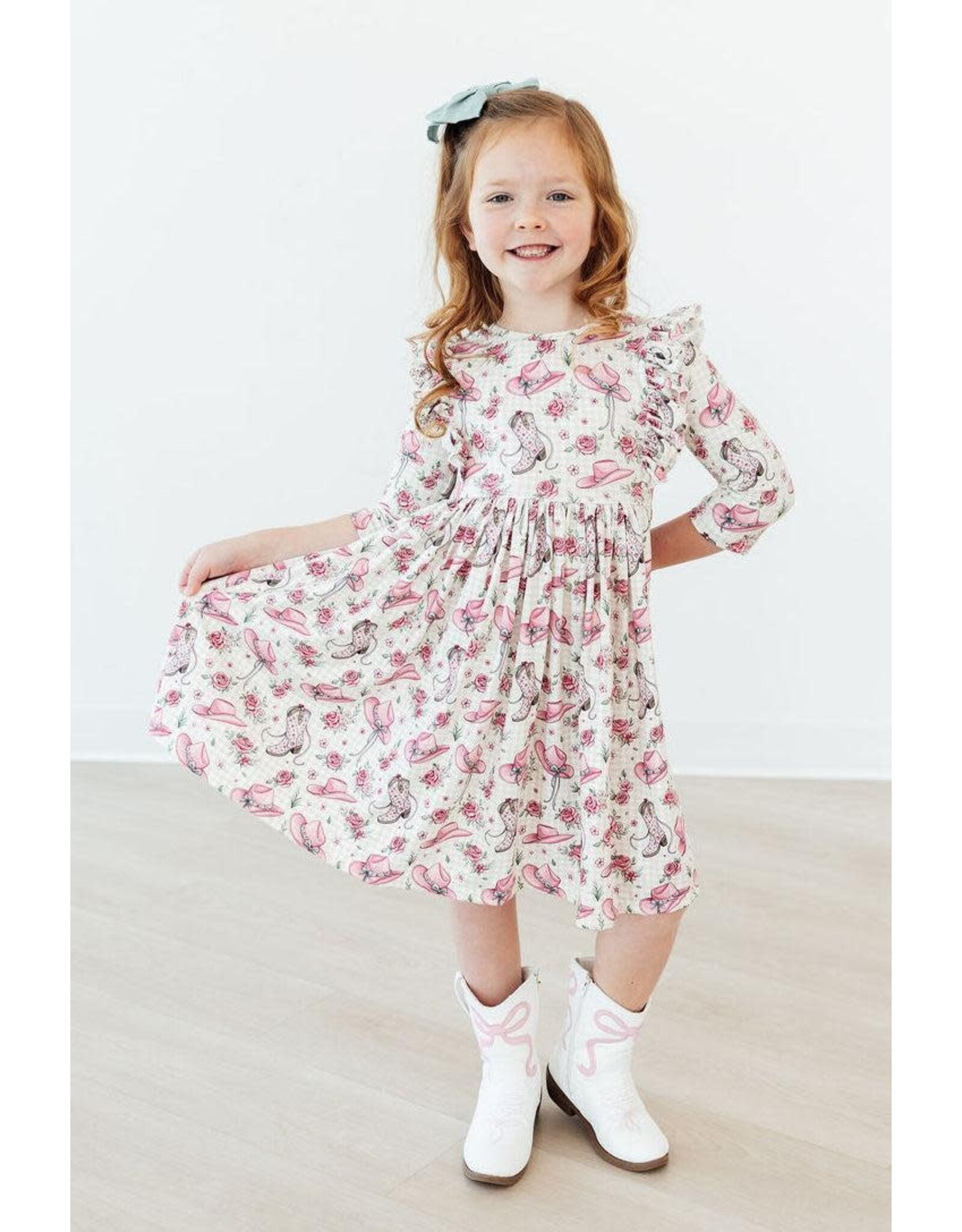 Mila & Rose Mila & Rose- Cowgirl Cutie 3/4 Ruffle Twirl Dress