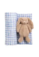 Mudpie Mud Pie- Blue Check Swaddle & Rattle Set