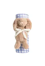 Mudpie Mud Pie- Blue Check Swaddle & Rattle Set