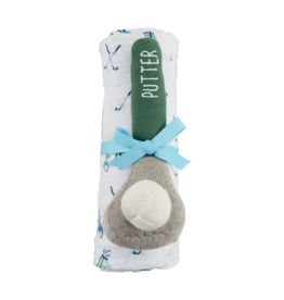 Mudpie Mud Pie- Blue Golf Putter Swaddle & Rattle Set