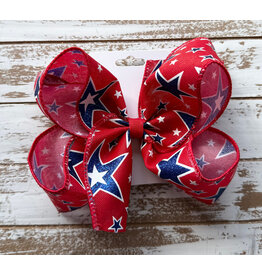 JP- Red Blue Glitter Stars Large Bow