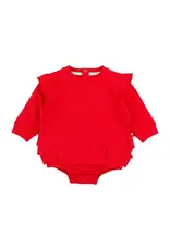 Ruffle Butts Ruffle Butts- Red Sweatshirt Bubble Romper