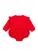 Ruffle Butts Ruffle Butts- Red Sweatshirt Bubble Romper