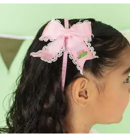 Sweet  Wink- Golf Tee Embroidered Lace Bow Headband