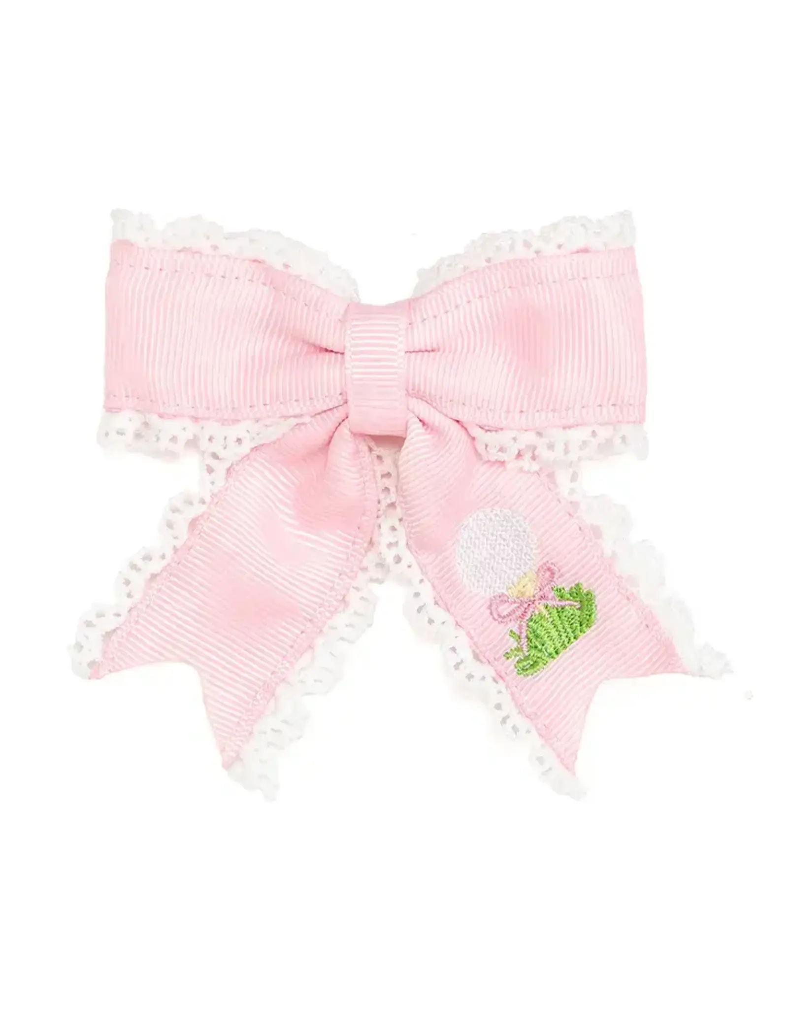 Sweet  Wink- Golf Tee Embroidered Lace Bow Clip