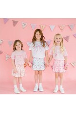 Sweet Wink- Sky Blue Floral Bow Patch S/S White TShirt