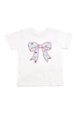 Sweet Wink Sweet Wink- Sky Blue Floral Bow Patch S/S White TShirt