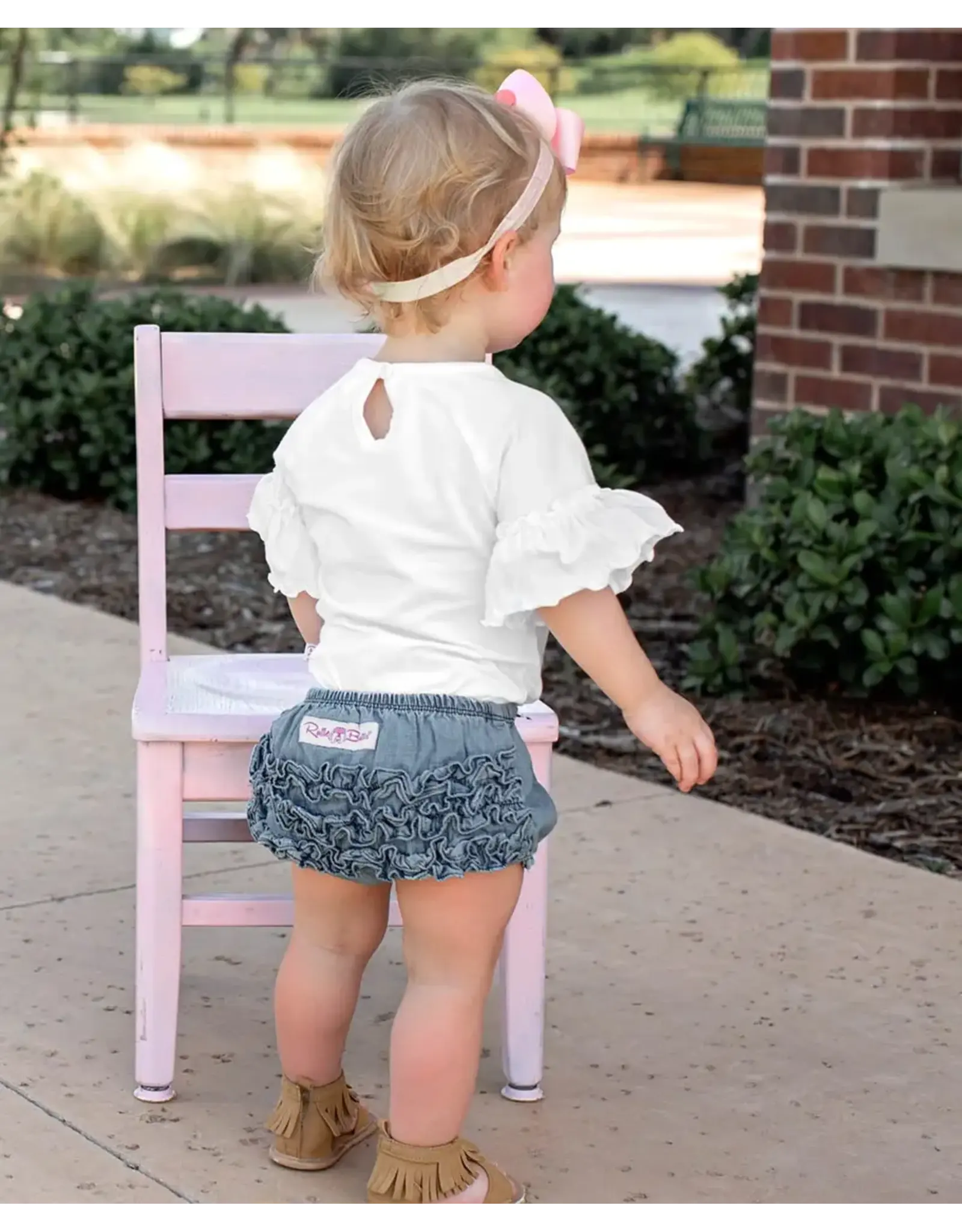 Ruffle Butts Ruffle Butts - Light Wash Denim Woven RuffleButt