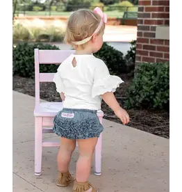 Ruffle Butts Ruffle Butts - Light Wash Denim Woven RuffleButt