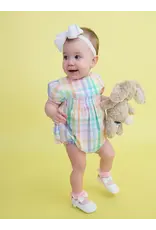 Ruffle Butts Ruffle Butts- Poppy Rainbow Plaid Smocked Romper