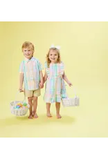 Ruffle Butts Ruffle Butts- Poppy Rainbow Plaid Pinafore Dress