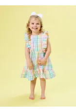 Ruffle Butts Ruffle Butts- Poppy Rainbow Plaid Pinafore Dress
