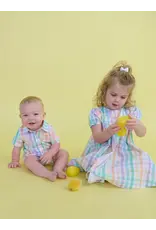 Ruffle Butts Ruffle Butts- Poppy Rainbow Plaid Button-Up Romper