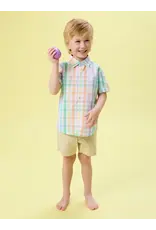 Ruffle Butts Ruffle Butts- Poppy Rainbow Plaid Button Down Shirt