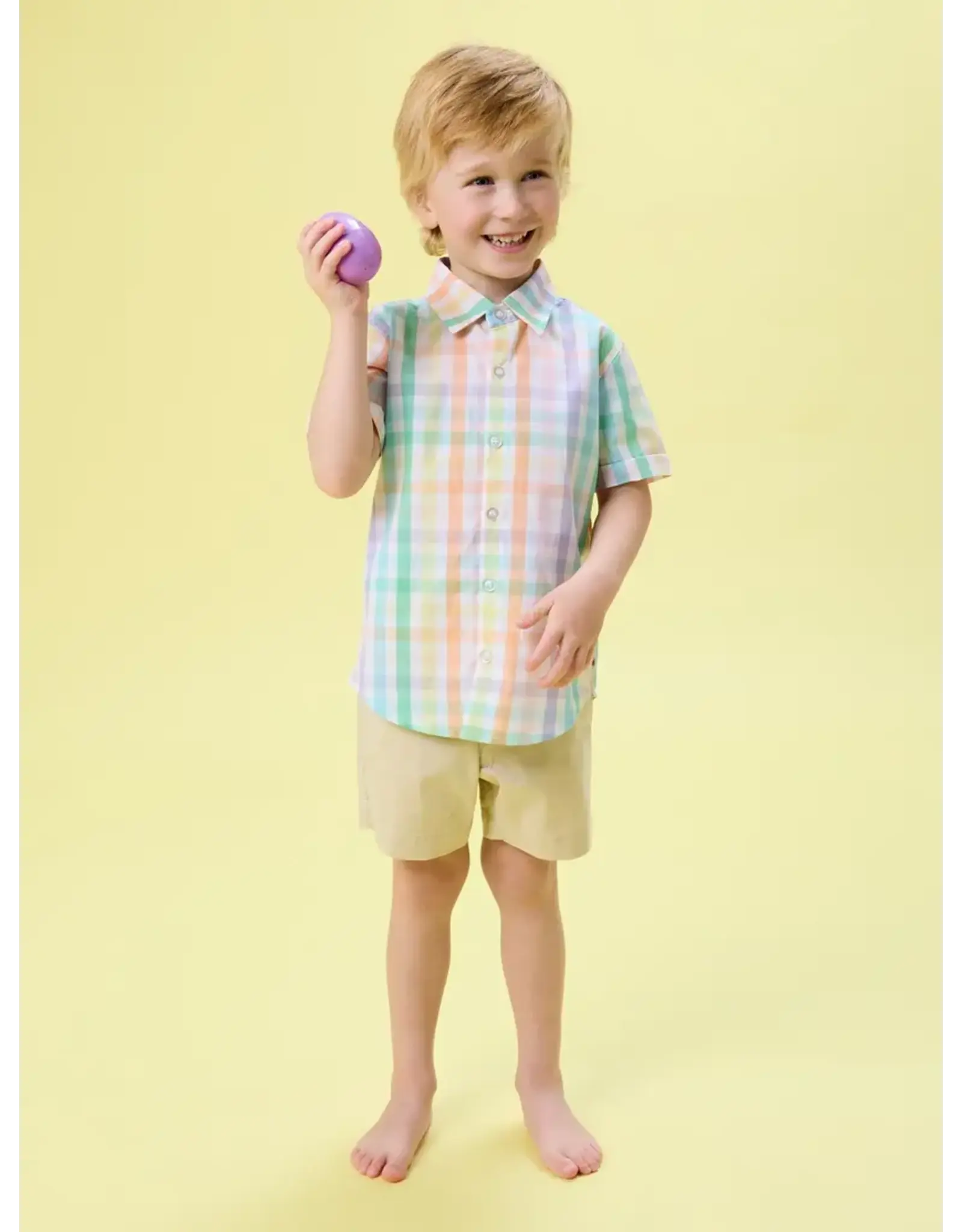 Ruffle Butts Ruffle Butts- Poppy Rainbow Plaid Button Down Shirt