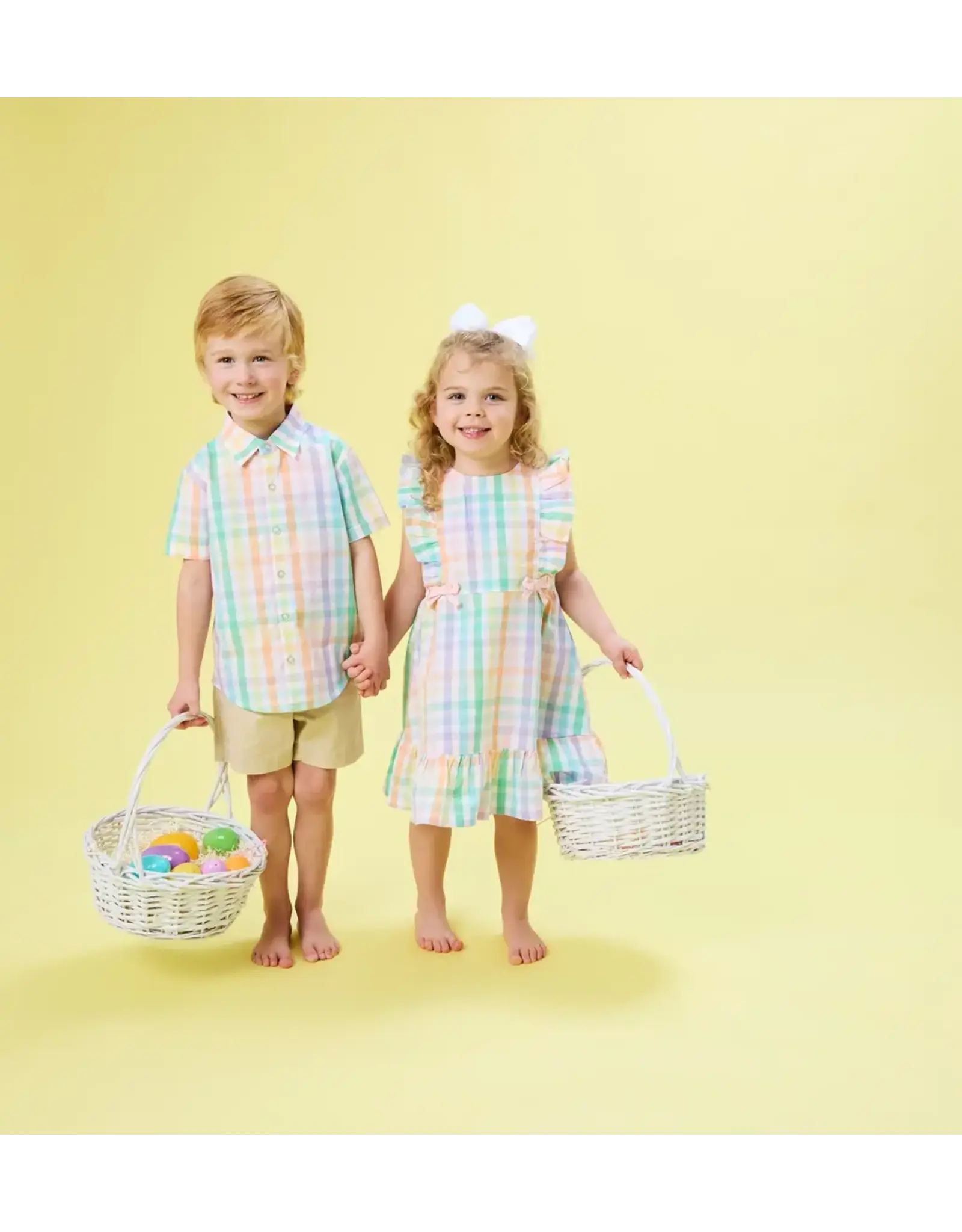 Ruffle Butts Ruffle Butts- Poppy Rainbow Plaid Button Down Shirt