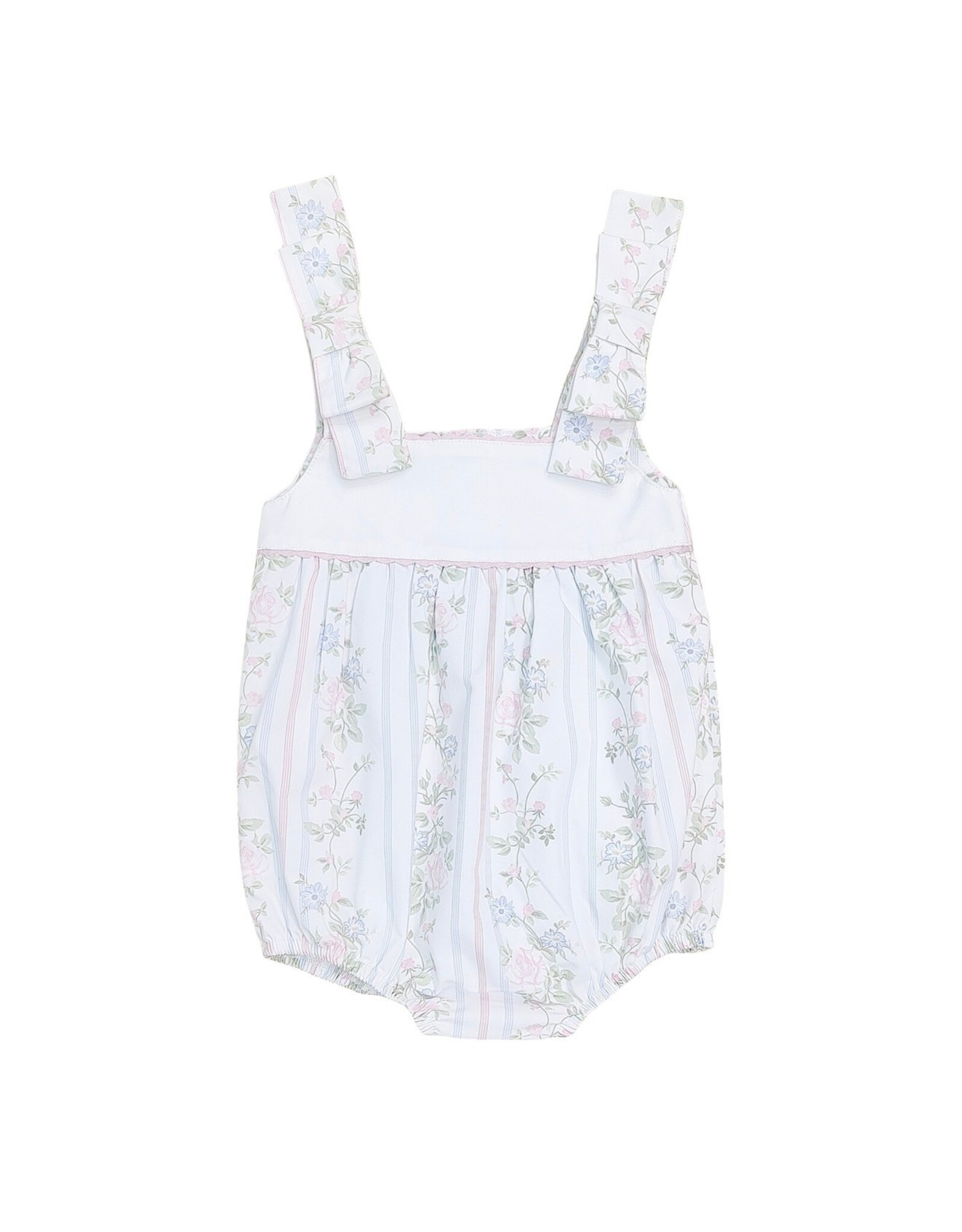 Sweet Dreams- Valerie Blue/Pink Vine Floral Print Bow Shoulder Bubble