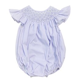 Sweet Dreams- Cathy Purple Polka Dot Pearl Smocked Bubble