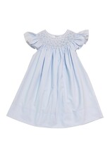 Sweet Dreams- Cathy Blue Polka Dot Pearl Smocked Dress