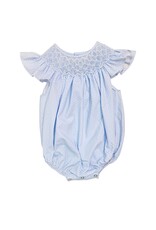 Sweet Dreams- Cathy Blue Polka Dot Pearl Smocked Bubble