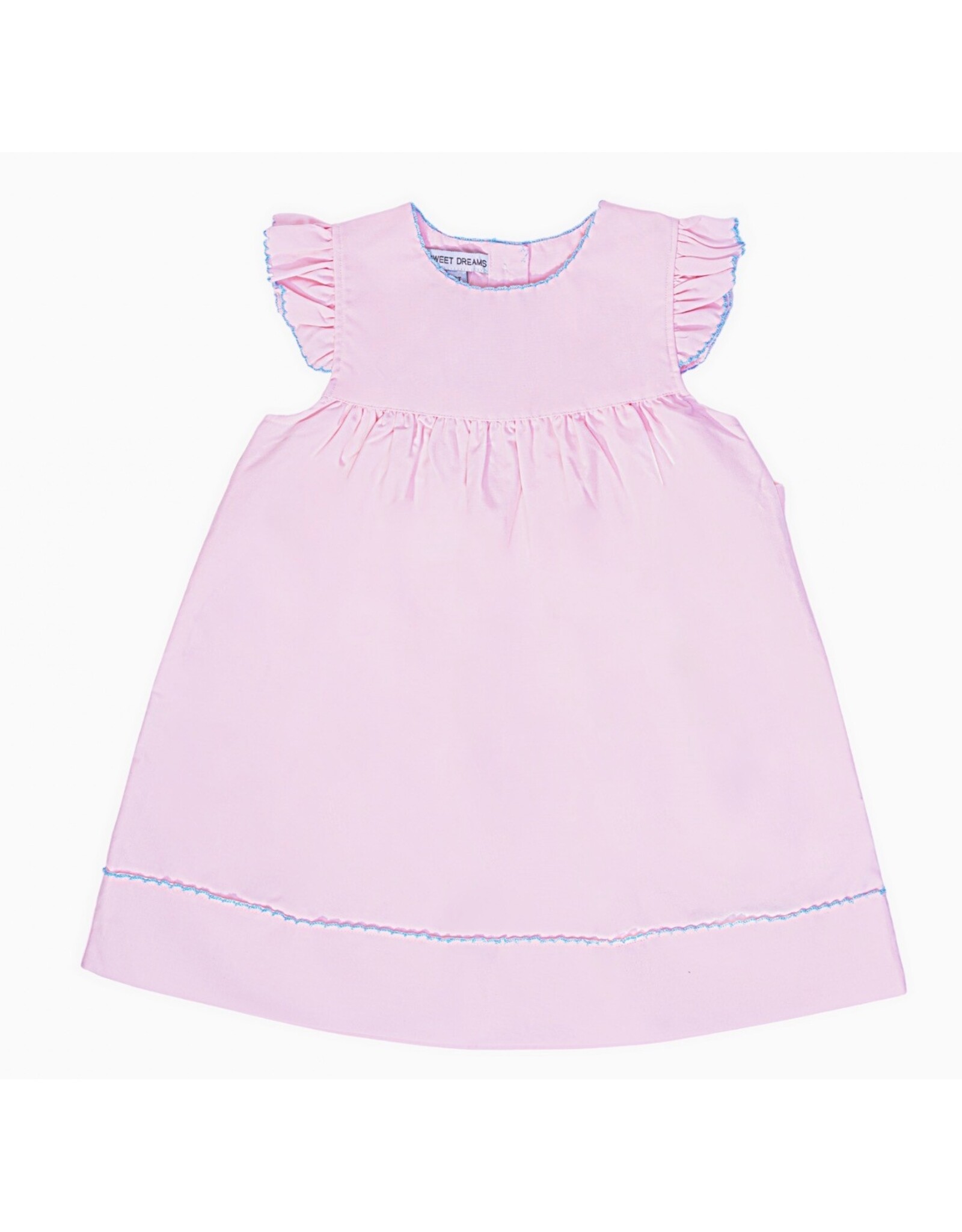 Sweet Dreams- Pink w/Blue Picot Trim Dress