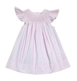 Sweet Dreams- Cathy Pink Polka Dot Pearl Smocked Dress