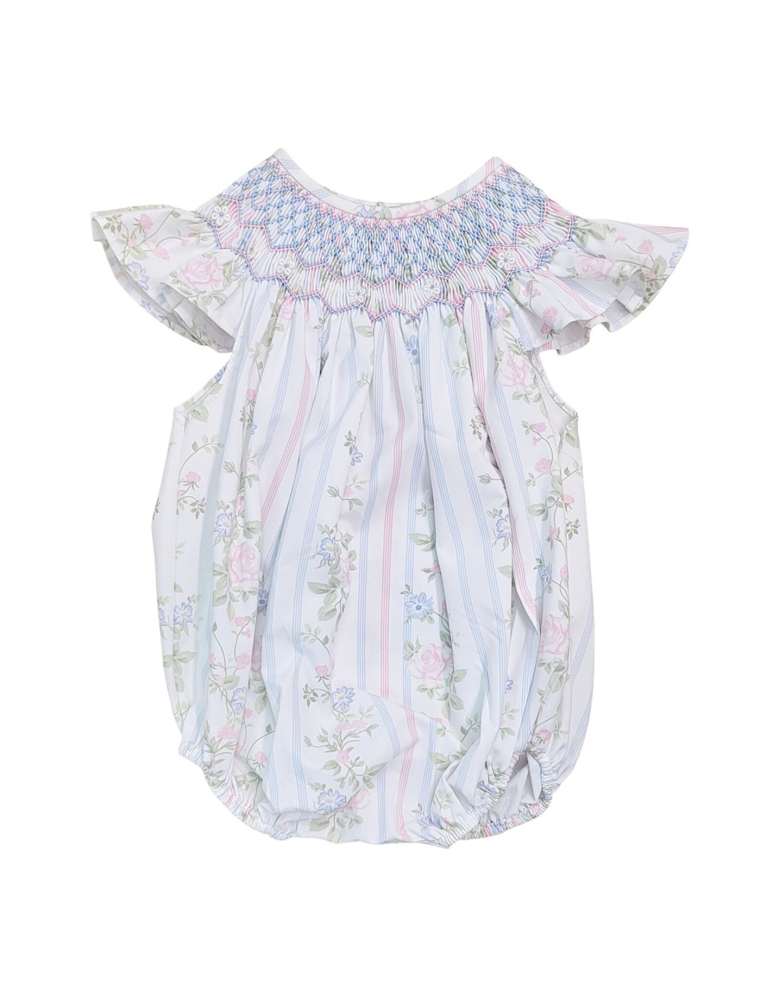 Sweet Dreams- Valerie Floral Rose Vine Print Smocked Bubble