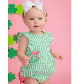 Ruffle Butts Ruffle Butts- Classic Spring Bud Gingham Ruffle Bubble Romper