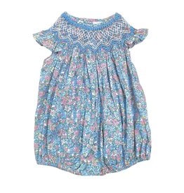Sweet Dreams- Amelia Teal Floral Print Smocked Bubble