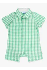 Ruffle Butts Ruffle Butts- Classic Spring Green Gingham Button-Up Romper
